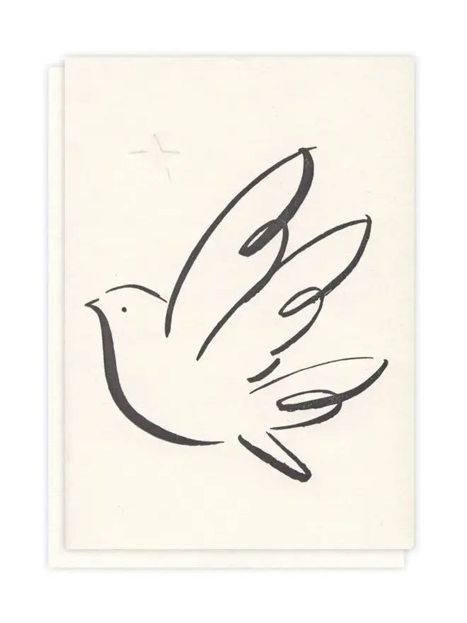 Letterpress Printed Peace Dove  Handcrafted. Black print on a white background. 