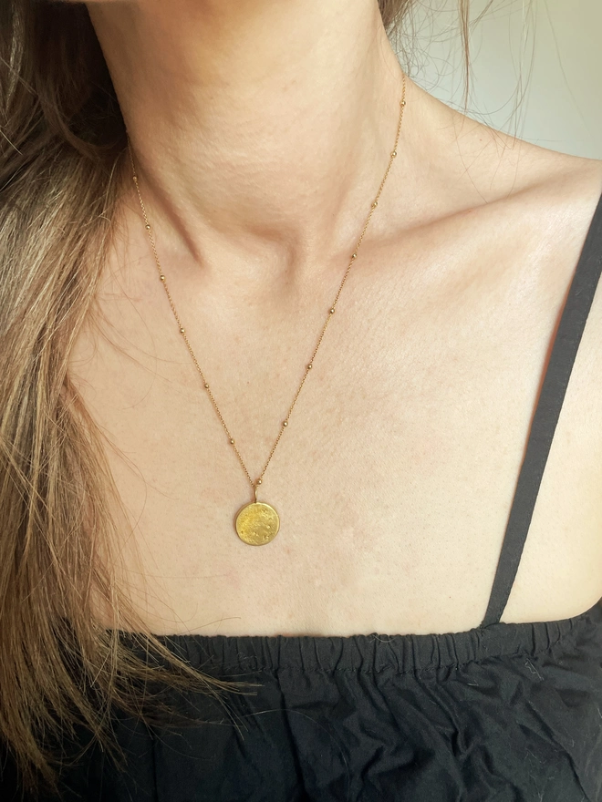 Sand cast Love you to the moon pendant necklace celina c jewellery handmade recycled gold silver holly & co