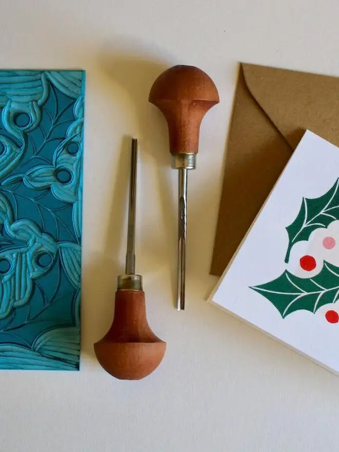 holly leaves christmas card