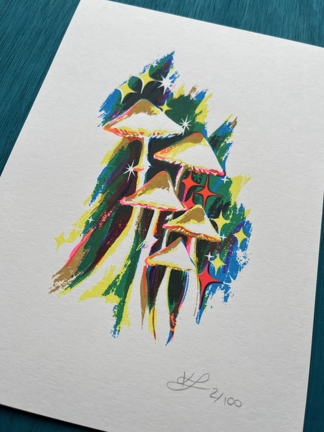 Night Vision Mushroom Screenprint