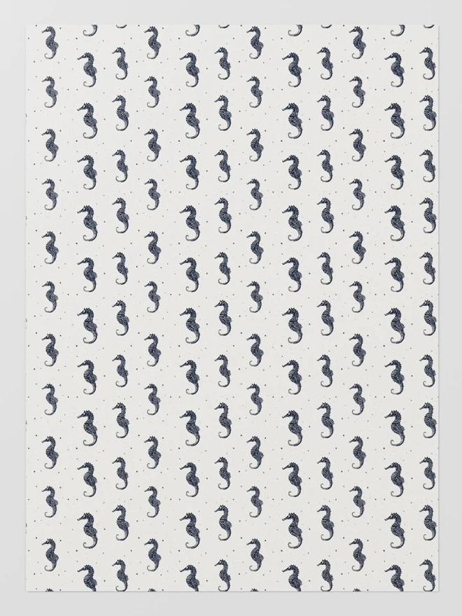 Seahorse Block Print Wrapping Paper