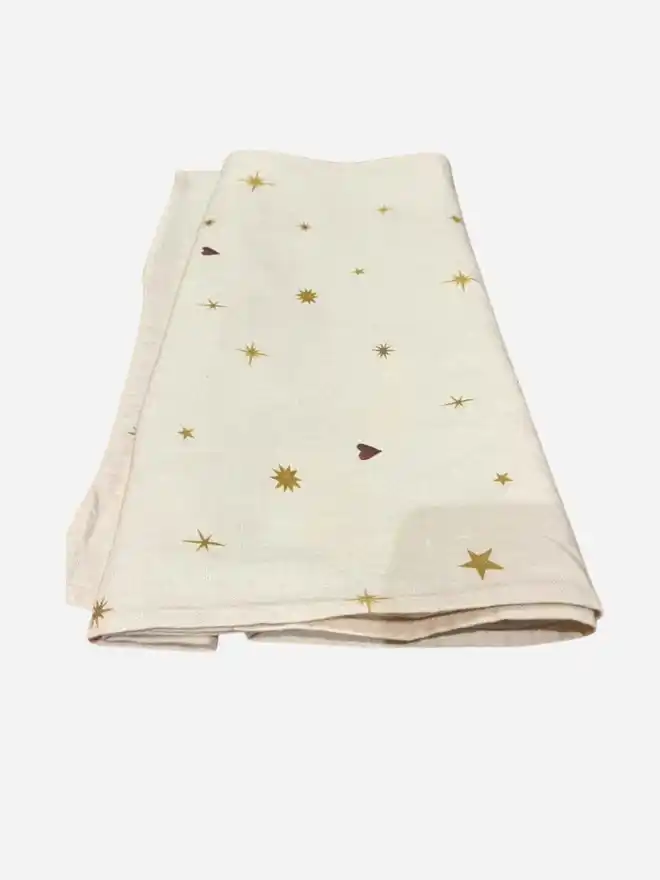 Astral Weeks Linen Tablecloth, a white and yellow table cloth 
