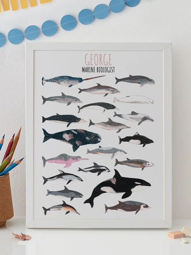 Personalised Whales And Dolphin Print
