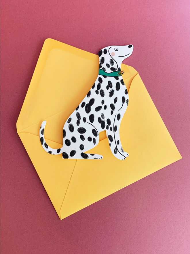 Dalmatian Dog Shaped Greeting Card with Bell