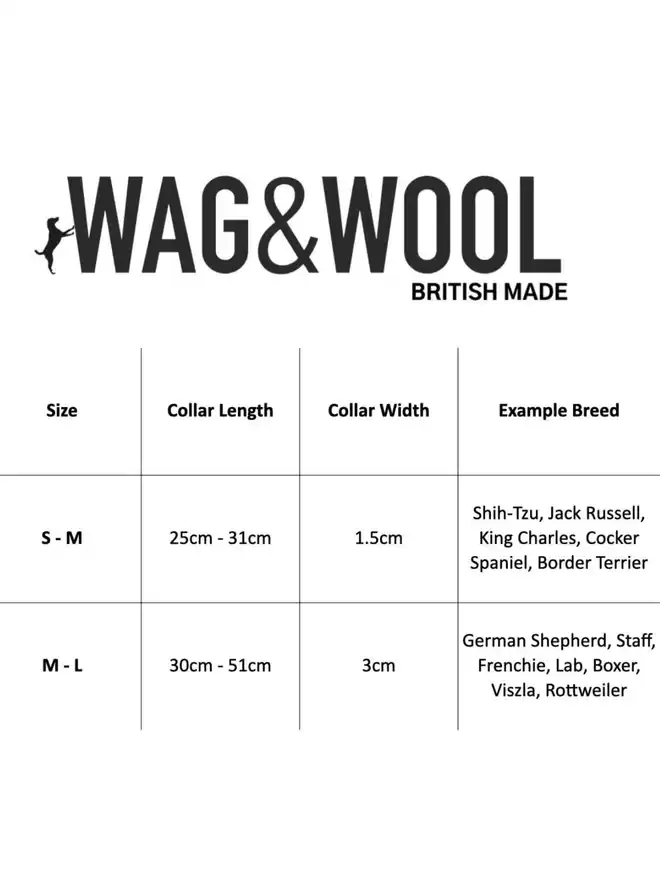 dog collar size chart