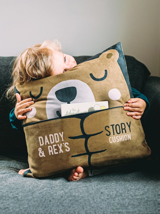drifting bear story time pocket cushion bear