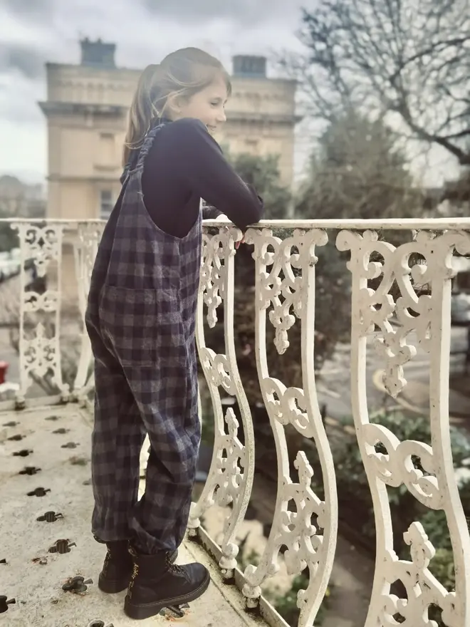 kids tartan dungaree