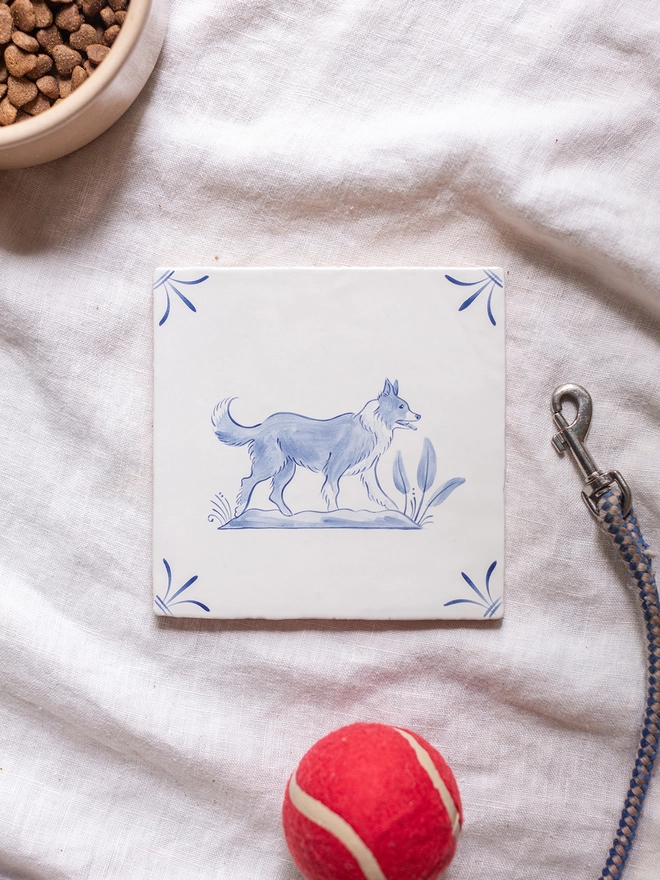 Personalised dog tile Collie