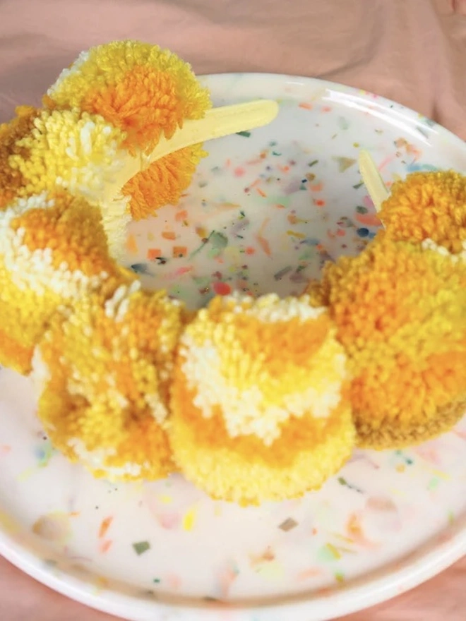 Sunflower Pom Pom Headband