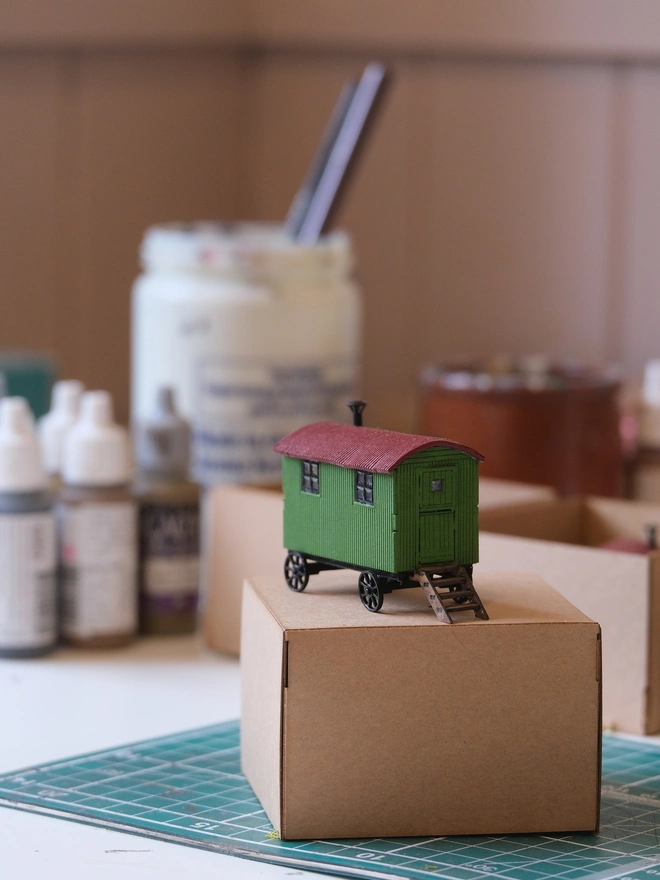 assembled shepherds hut model kit 