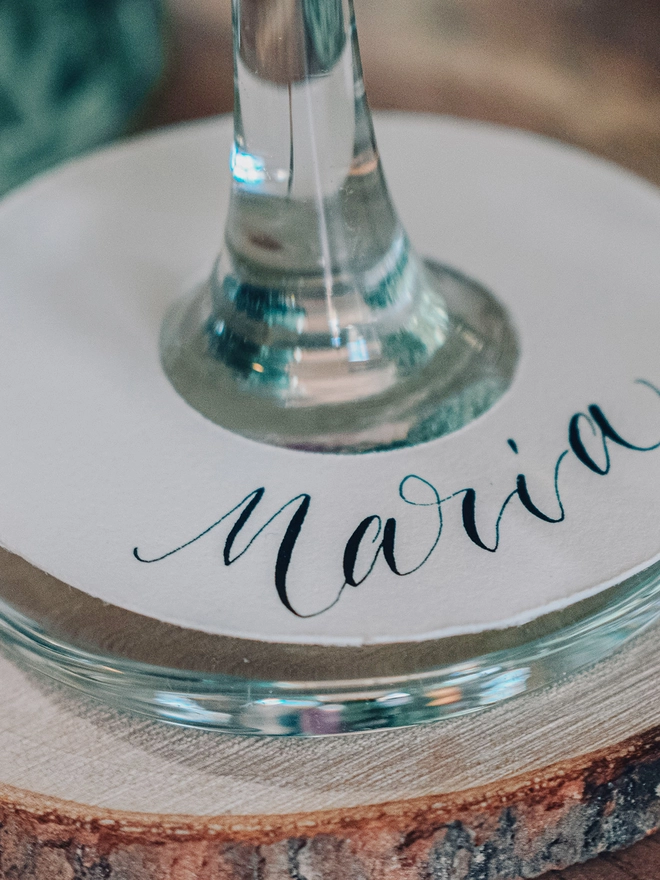 Champagne Glass Name Setting Calligraphy