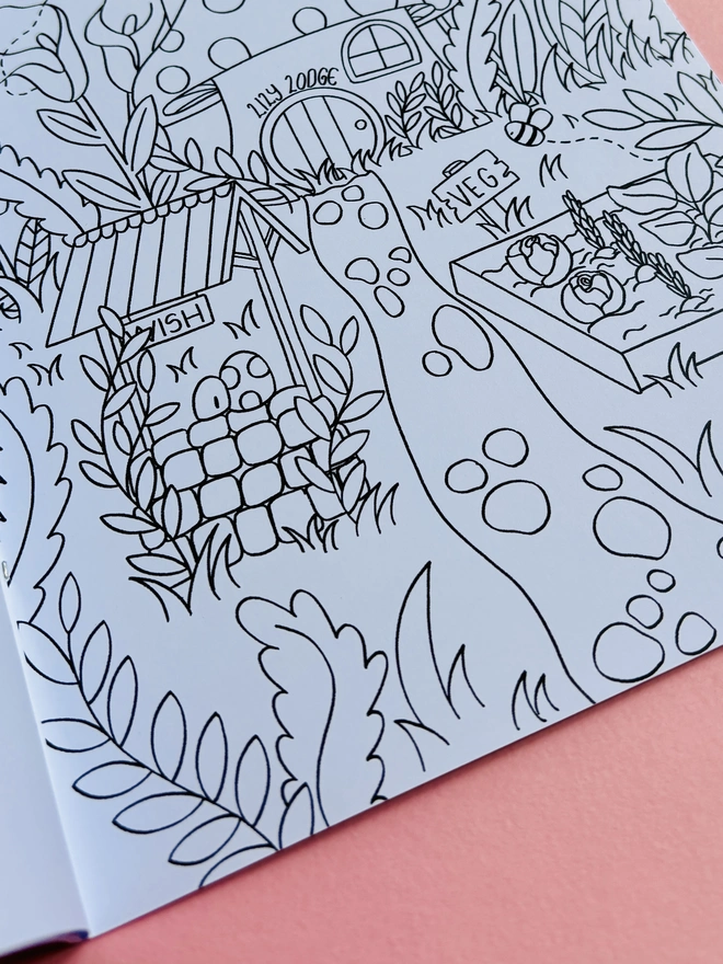 Hand drawn fantasy fairy colouring book with bold easy to colour designs. Tiny homes and cosy scenes for creative kids and adults. A4 size suitable for alcohol markers and felt tips. Ideal stocking fillers