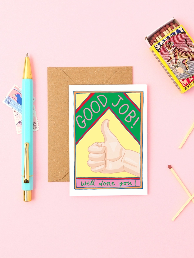 Good job! A well done card featuring a white hand doing a thumbs up