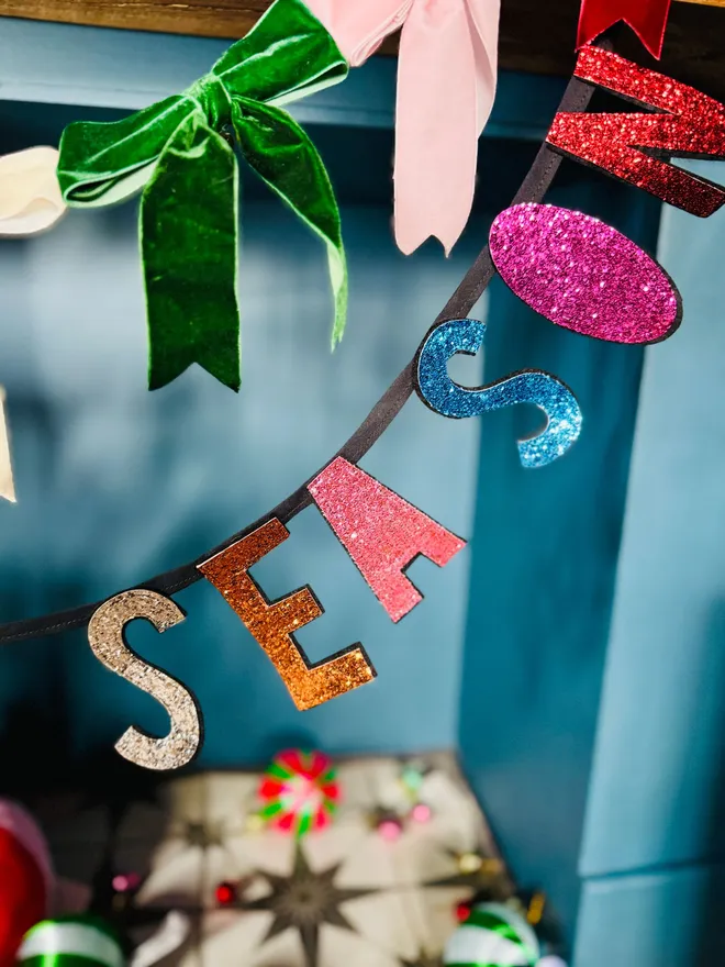 Glitter sign glitter bunting Christmas bunting merry Christmas Christmas garland glitter garland fire place garland