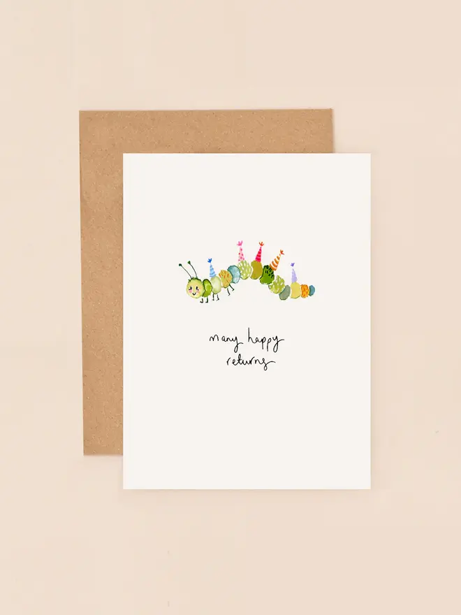 caterpillar birthday mini card