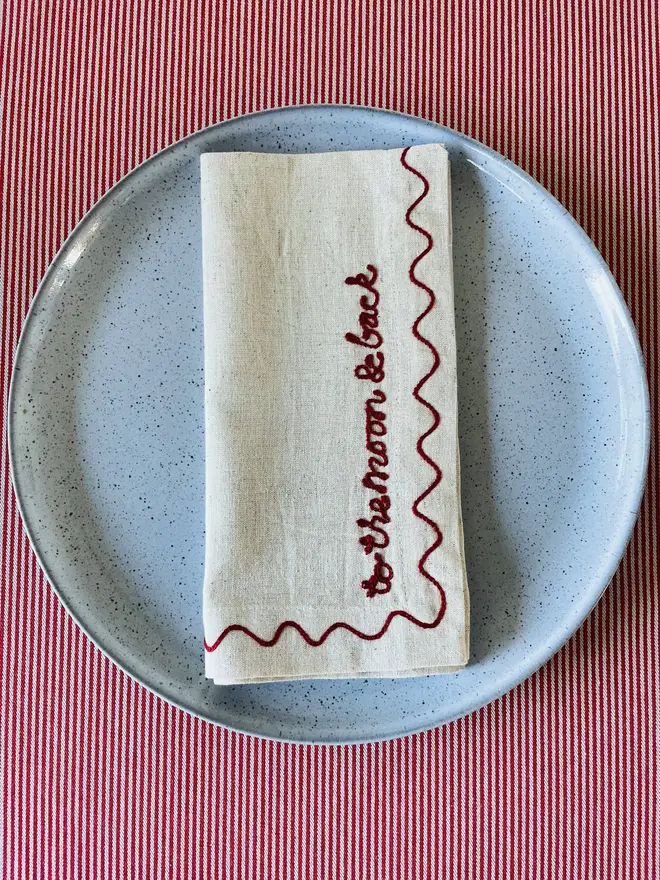 Individual Embroidered Valentines Napkins