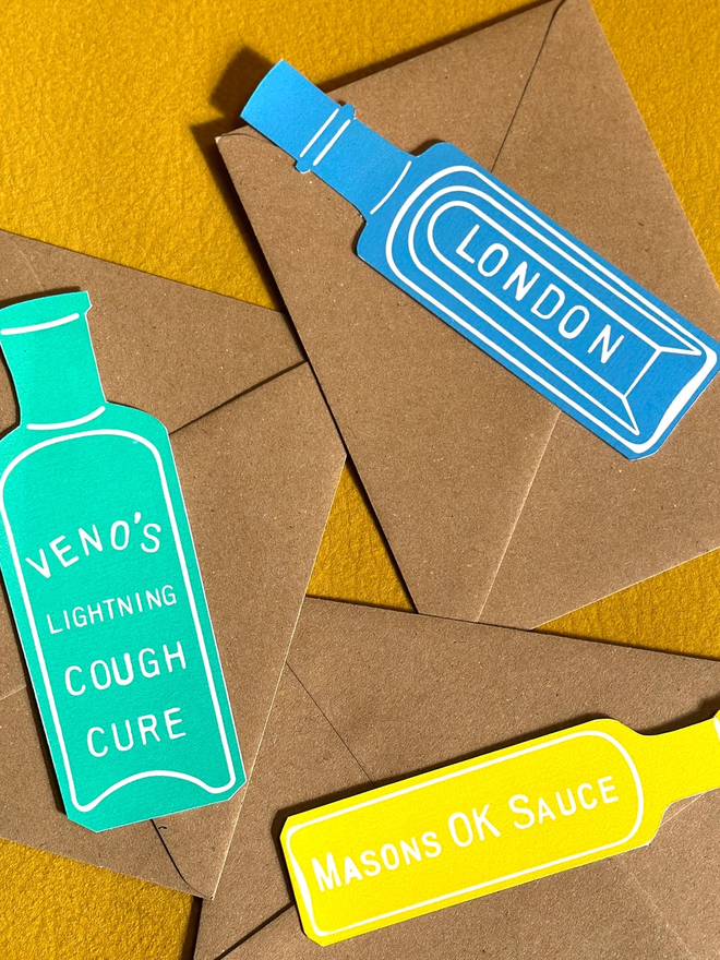 Handprinted Vintage Bottle Bookmark
