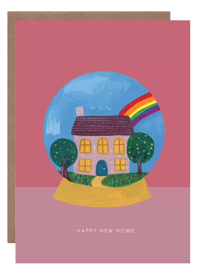 Rainbow New Home Globe Greetings Card