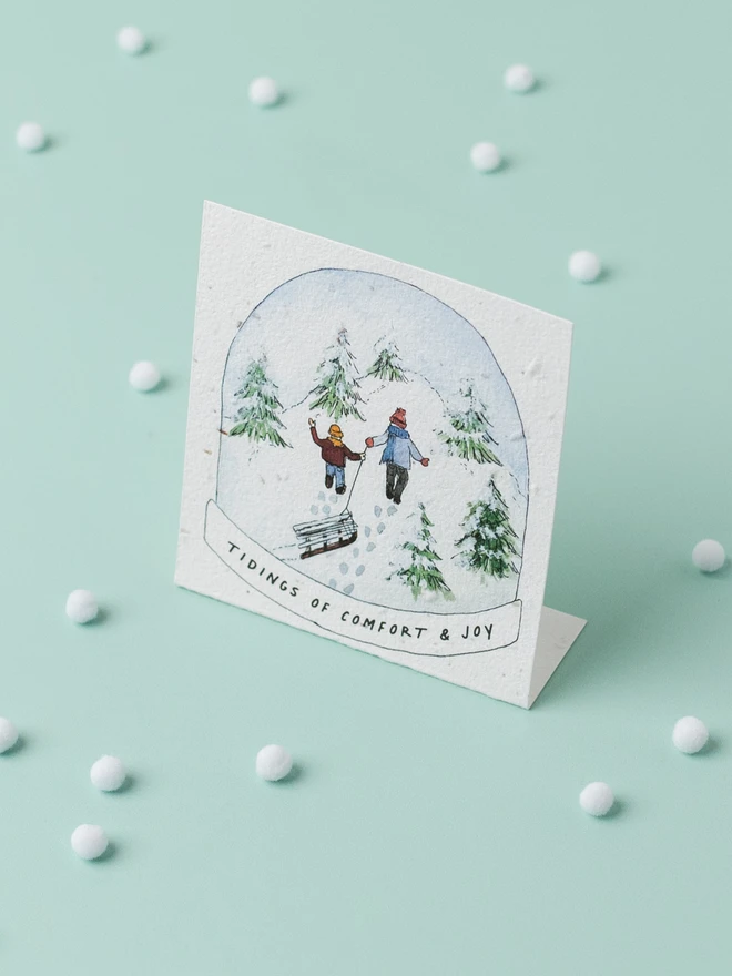 snowglobe plantable christmas card