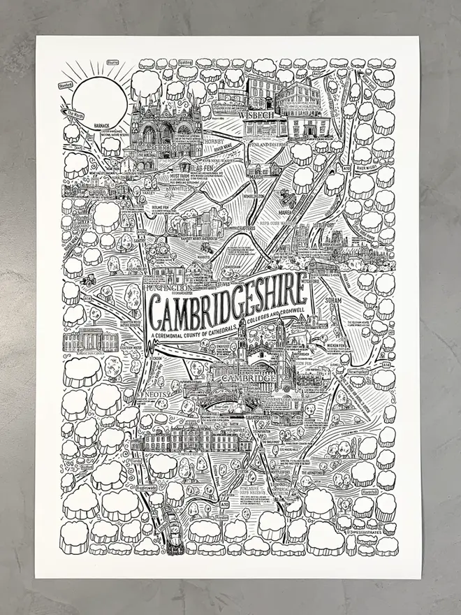 Cambridgeshire Poster Wall Art Print No Frame