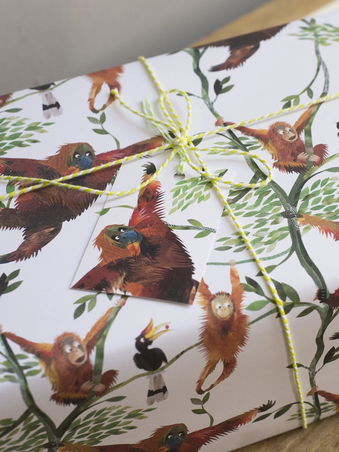 Swinging Orangutans Wrapping Paper