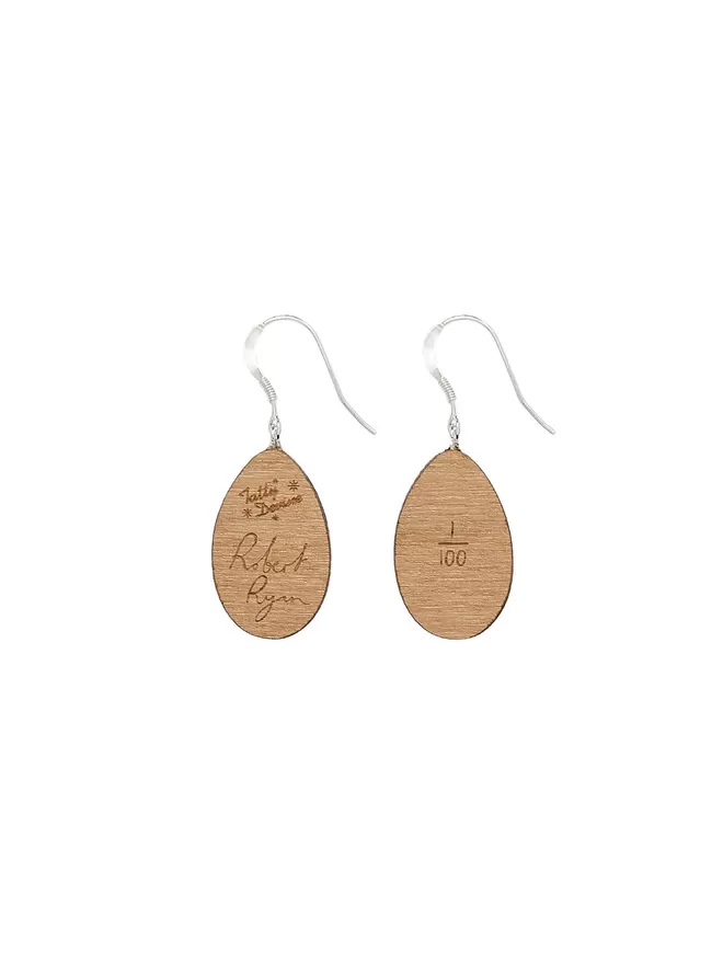 Back of Rob Ryan Adventure Egg Earrings showing limited edition number