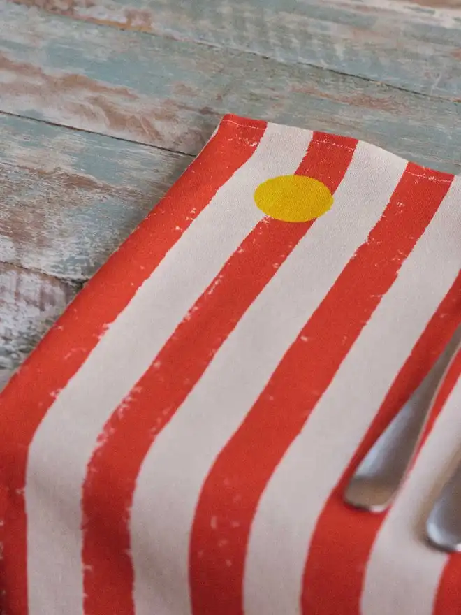 Red stripe yellow dot napkins 