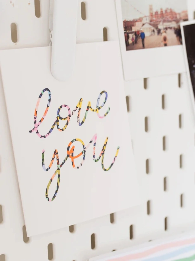 'Love you' Floral Patterned Card