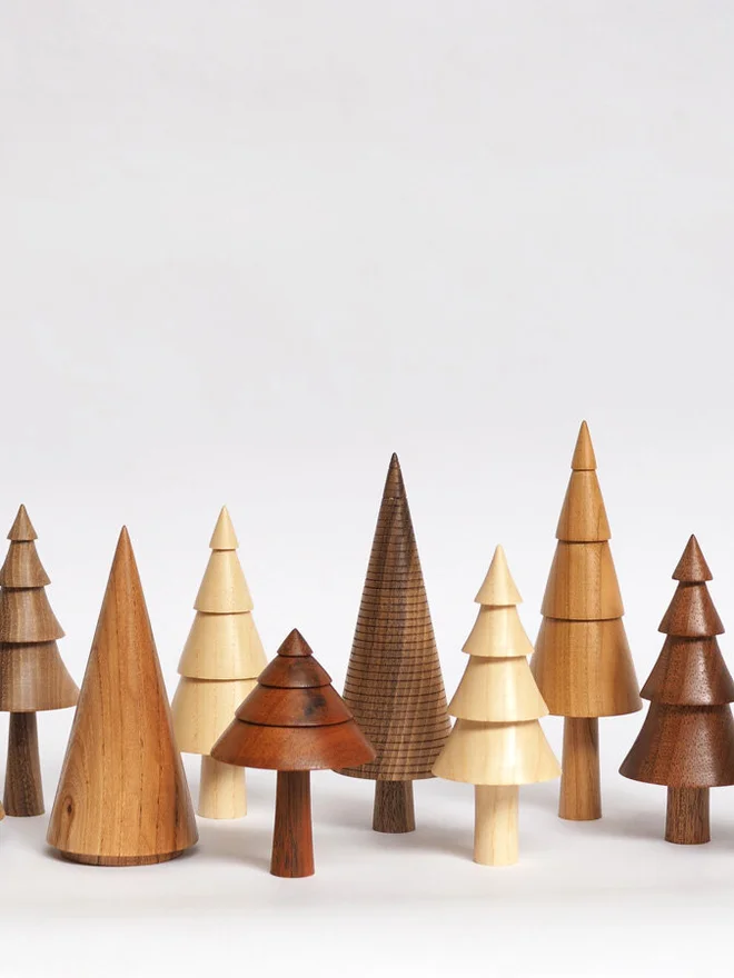 Hand Made Wooden Tree Decorations 