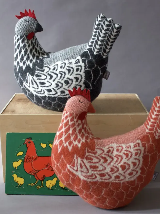 grey and orange hen plush toys