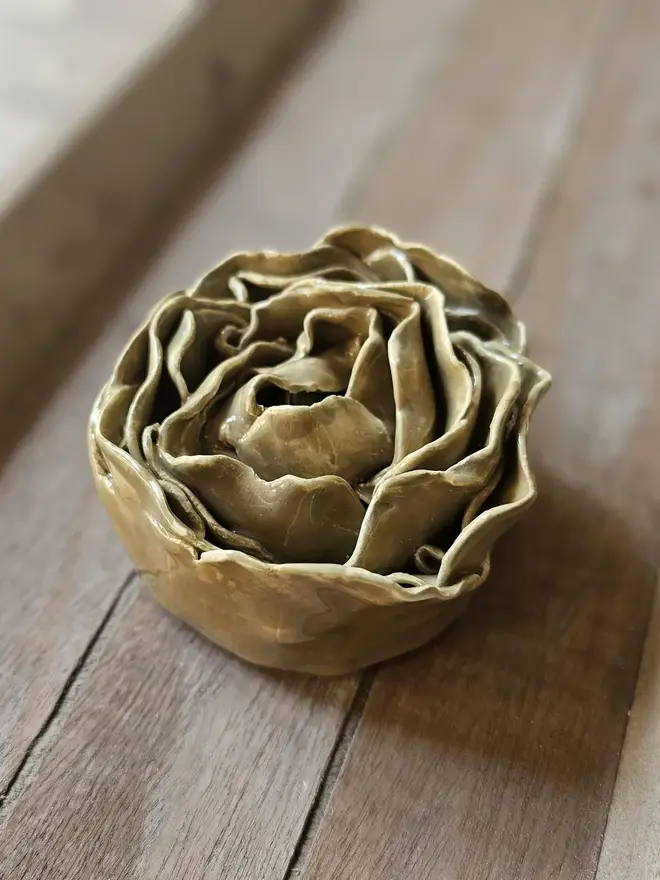 khaki green neutral ceramic flower for wall decor hanging decorations gift for gardener flower lover ceramics pottery botanical 