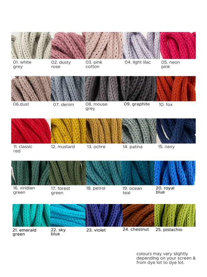 New Hey Kiddo Studio Colour Chart - Knitted Cotton Yarn 