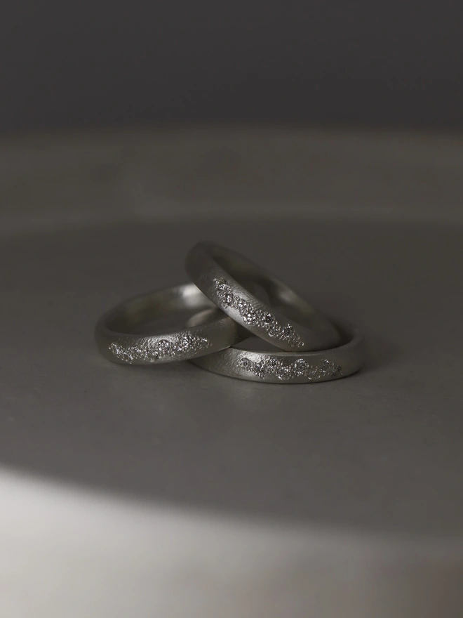 Silver Scattered Diamond Band 