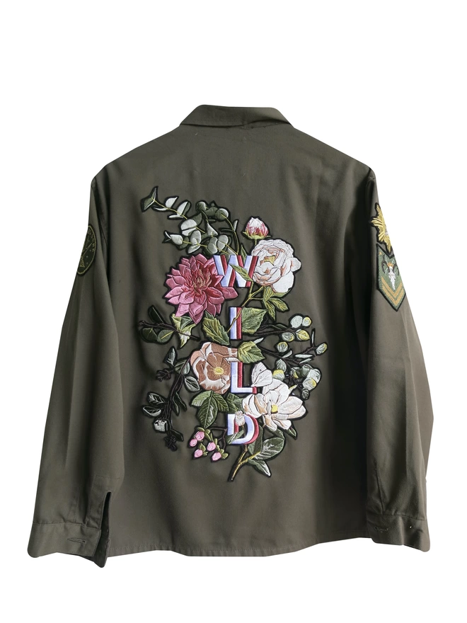 Boho vintage army jacket WILD embroidery