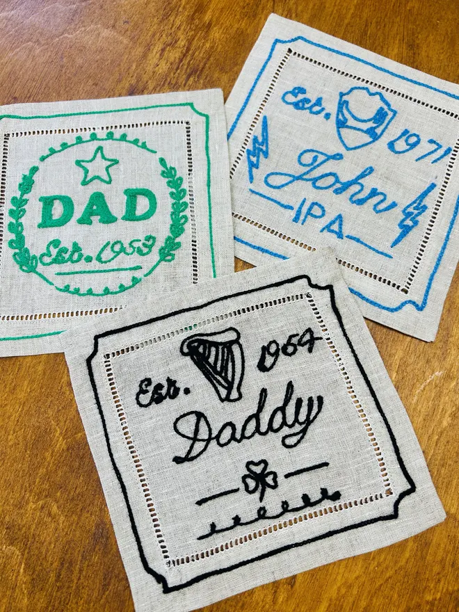 personalised embroidered beermats