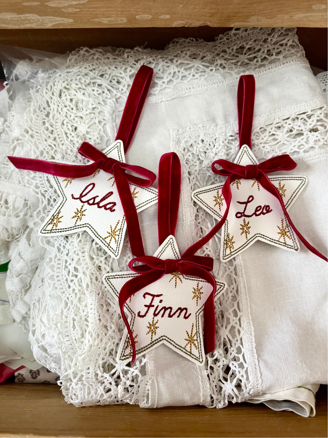 Star Embroidered Christmas tree decoration