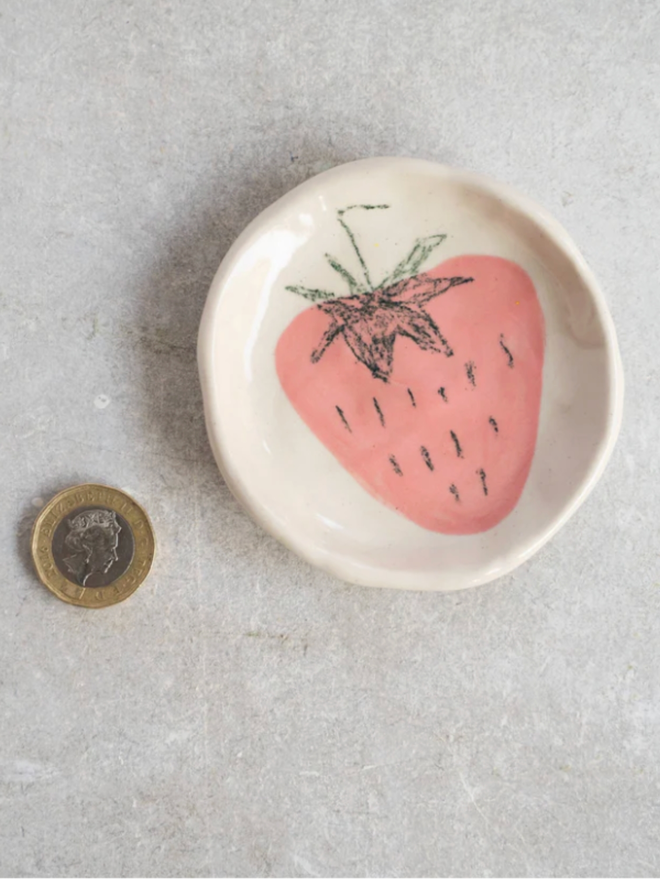 Wee Dishes. A dish with a pink strawberry design.