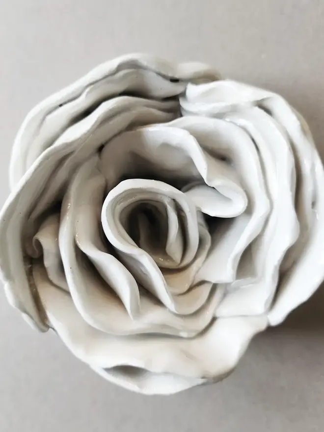 white ceramic rose flower for wall pottery art gift ideas anniversary wedding
