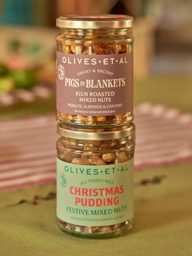 Pigs in blankets and Christmas Pudding flavoured nuts