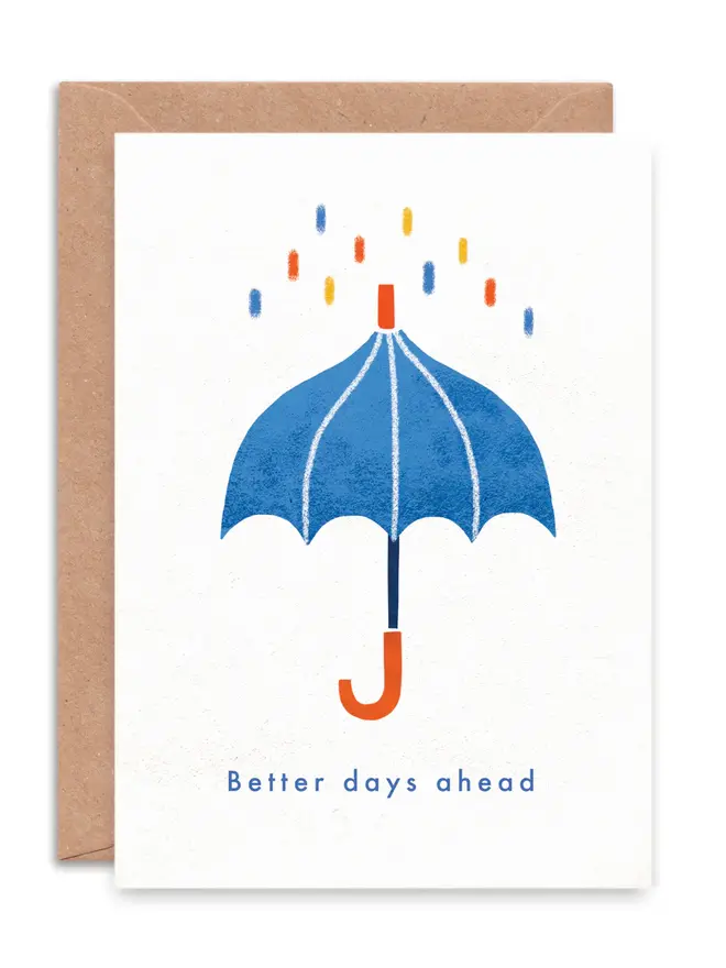 better days ahead illustrated umbrella card