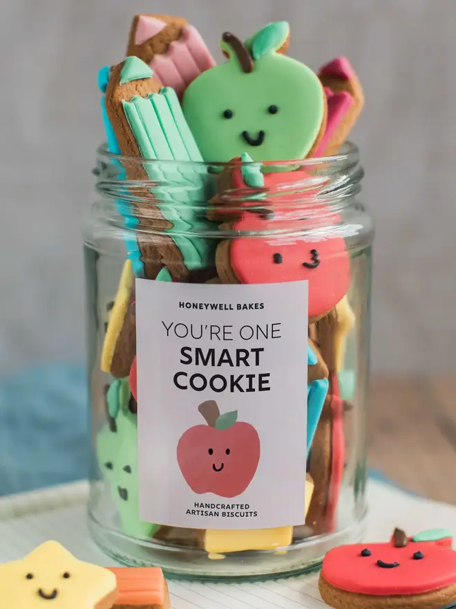 Jar of smart cookies hand iced biscuit jar