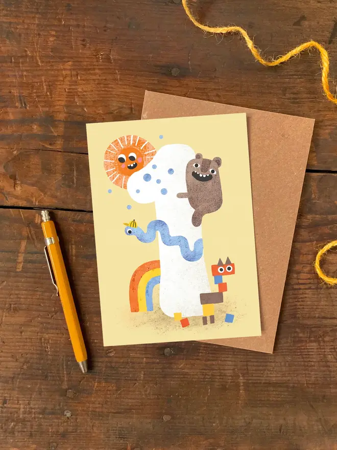 animal 1st birthday card