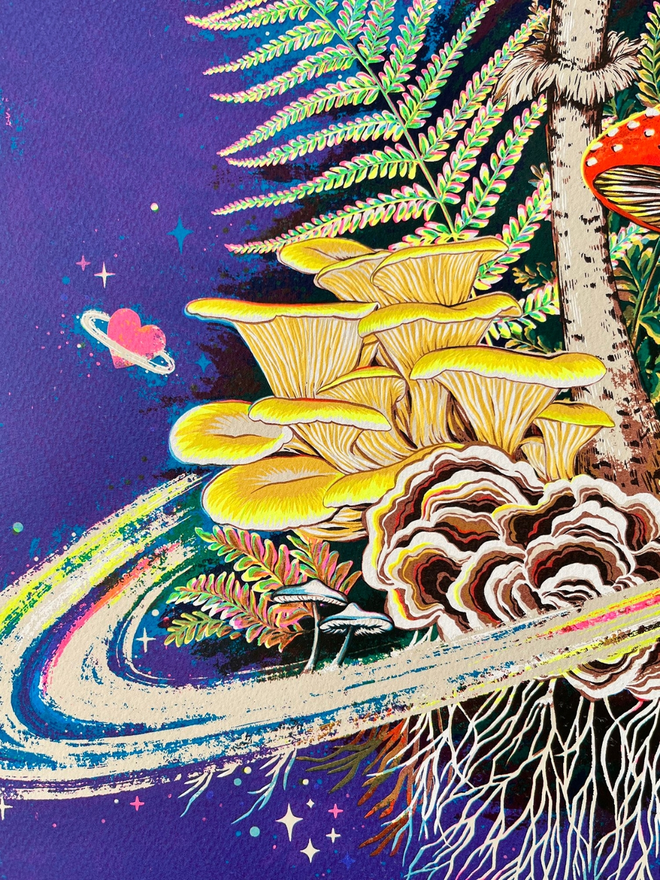 'Planet o' Loveshrooms' Mushroom Screenprint