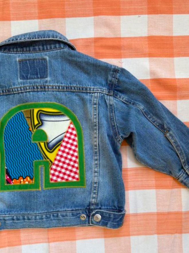 Monogrammed upcycled denim jacket