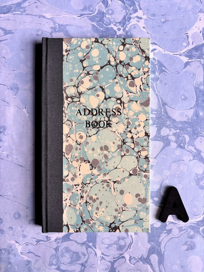 Hand Marbled Slim Address Book Pattern A