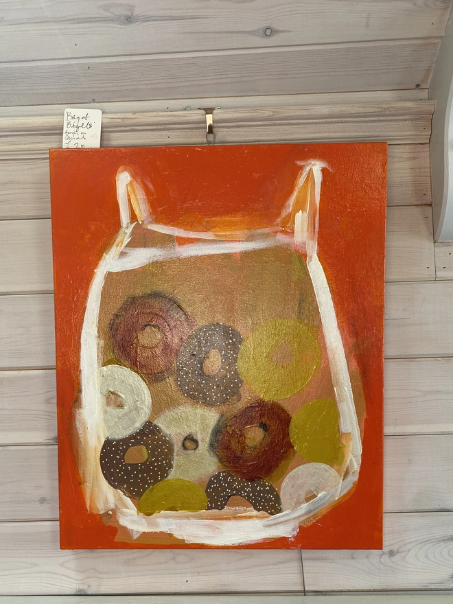 'Bag of Bagels'. Original Painting by Samantha Barnes