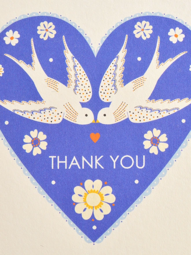 detail of love birds thank you card