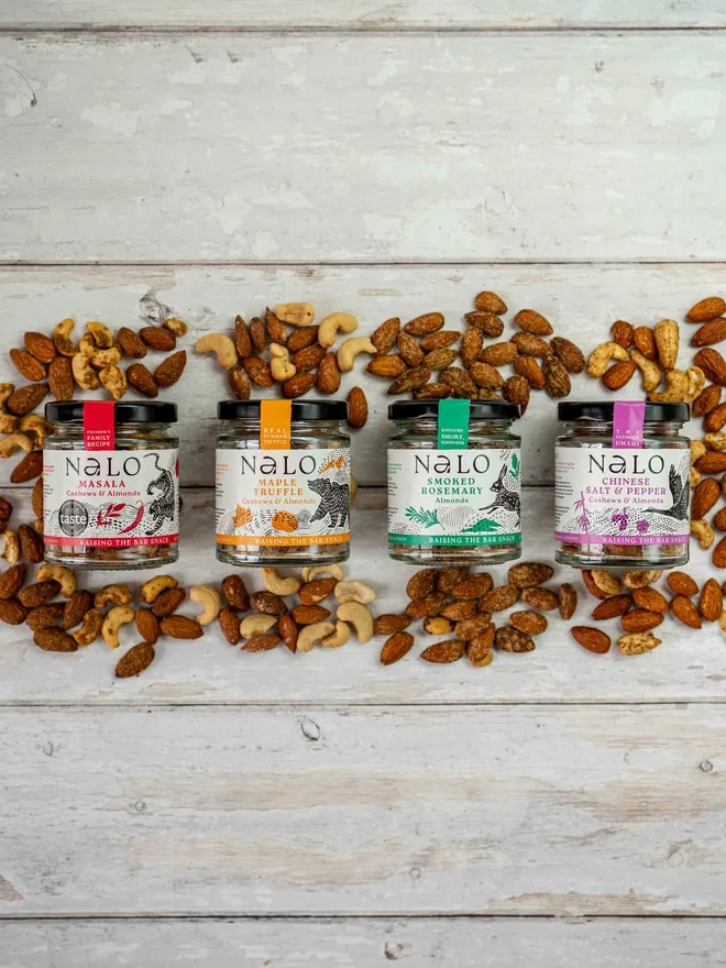 Nalo Tasting Dried Nut Collection (Set Of 4), displayed on a white background. 