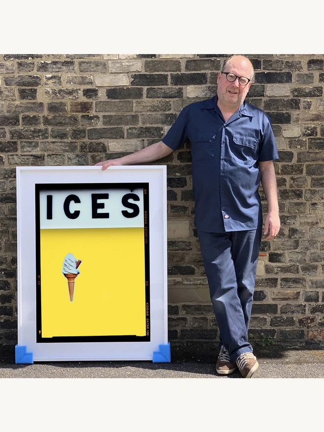 ICES Lemon Yellow Large Framed in White