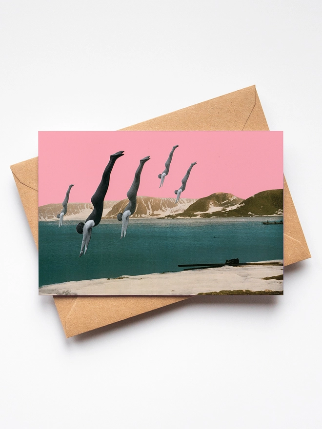 Lake Diving Portrait Greetings Card - Dive